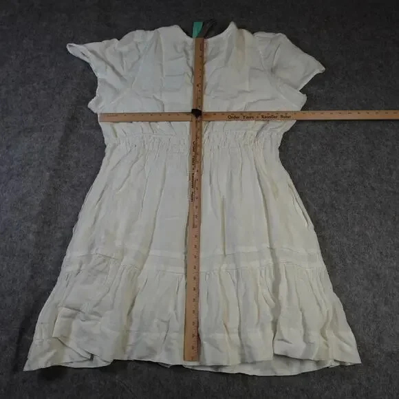 Anthropologie Dress Womens 2X NWT Somerset Mini White Linen Tiered  Minimalist